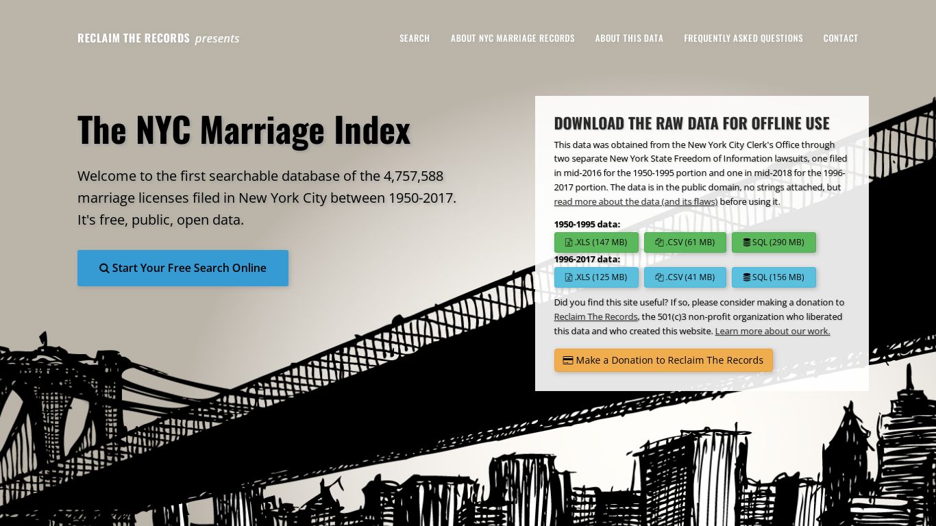 NYC Marriage Index - presented by Reclaim The Records