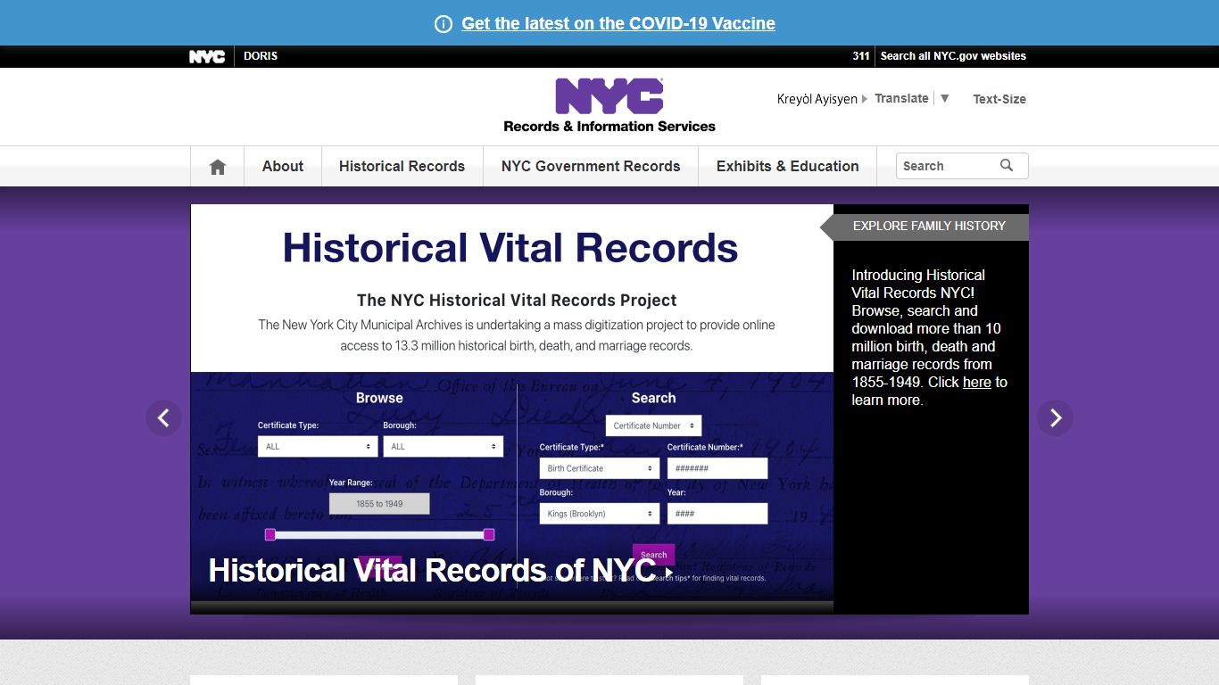 Historical Vital Records of NYC - New York City Department of Records ...